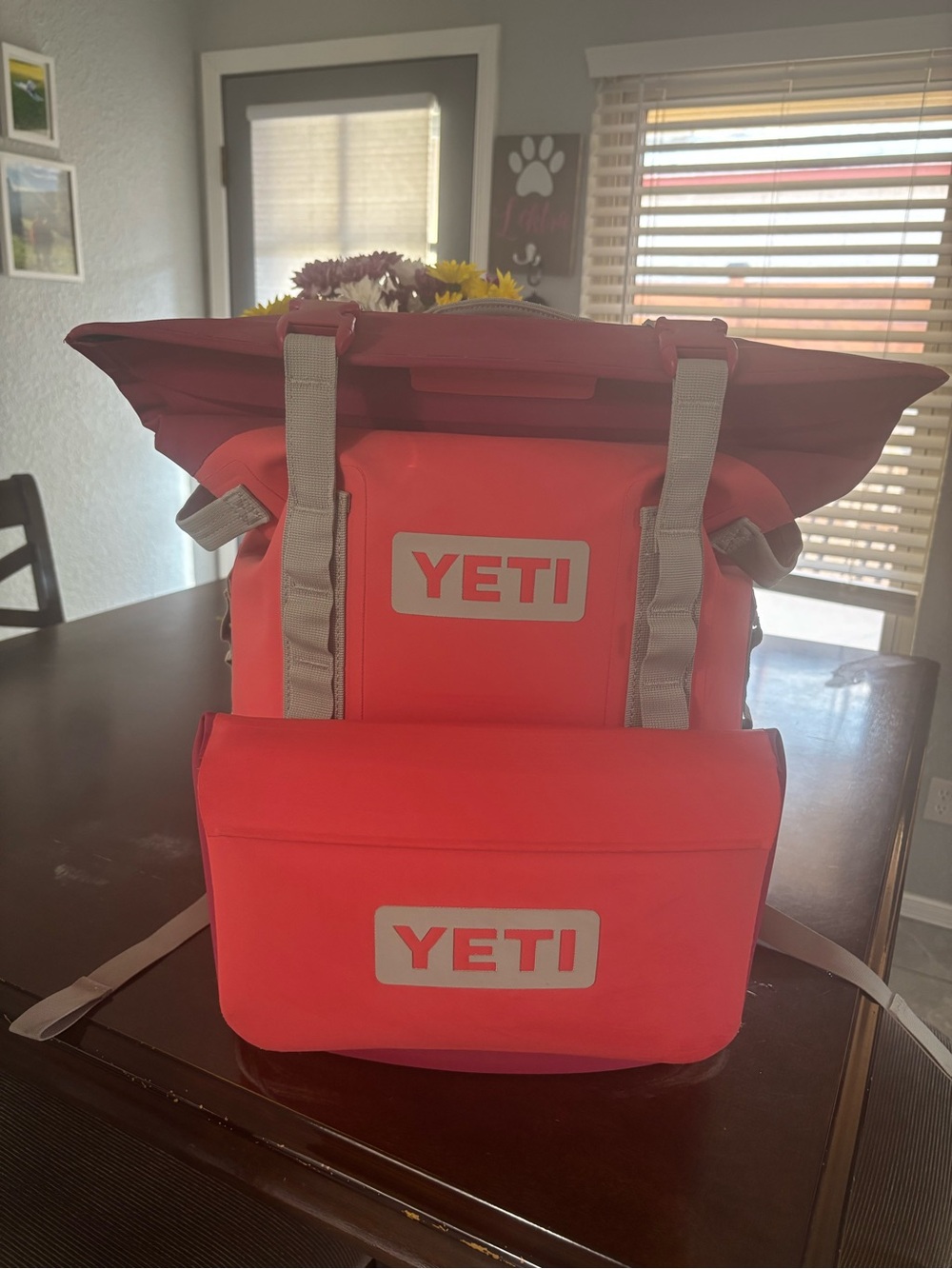 Yeti Bimini Pink M20 Insulated Hopper Backpack Cooler with Gray Straps